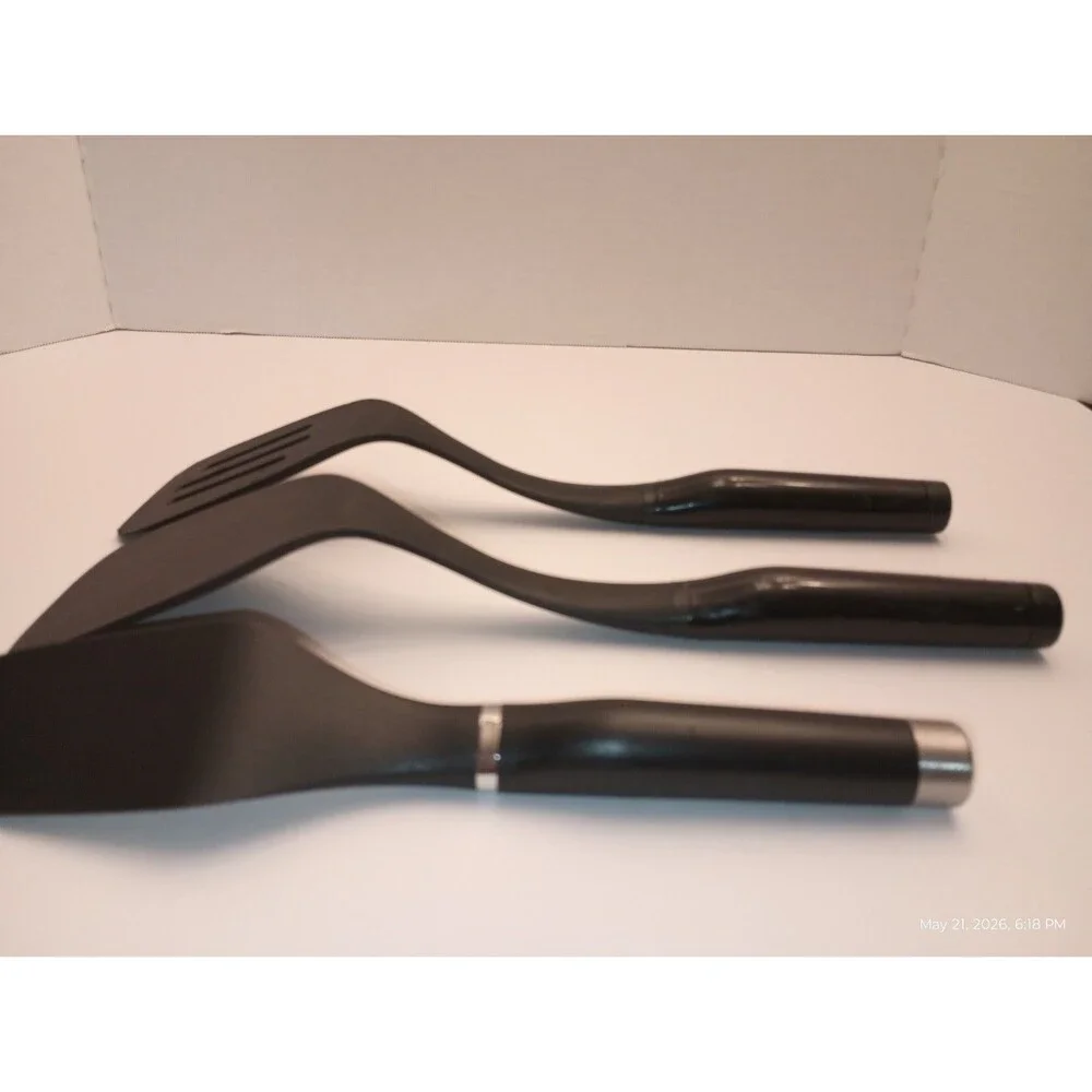 KitchenAid 3-Piece Black Utensil Set: Slotted Turner, Spatula, and Scraper